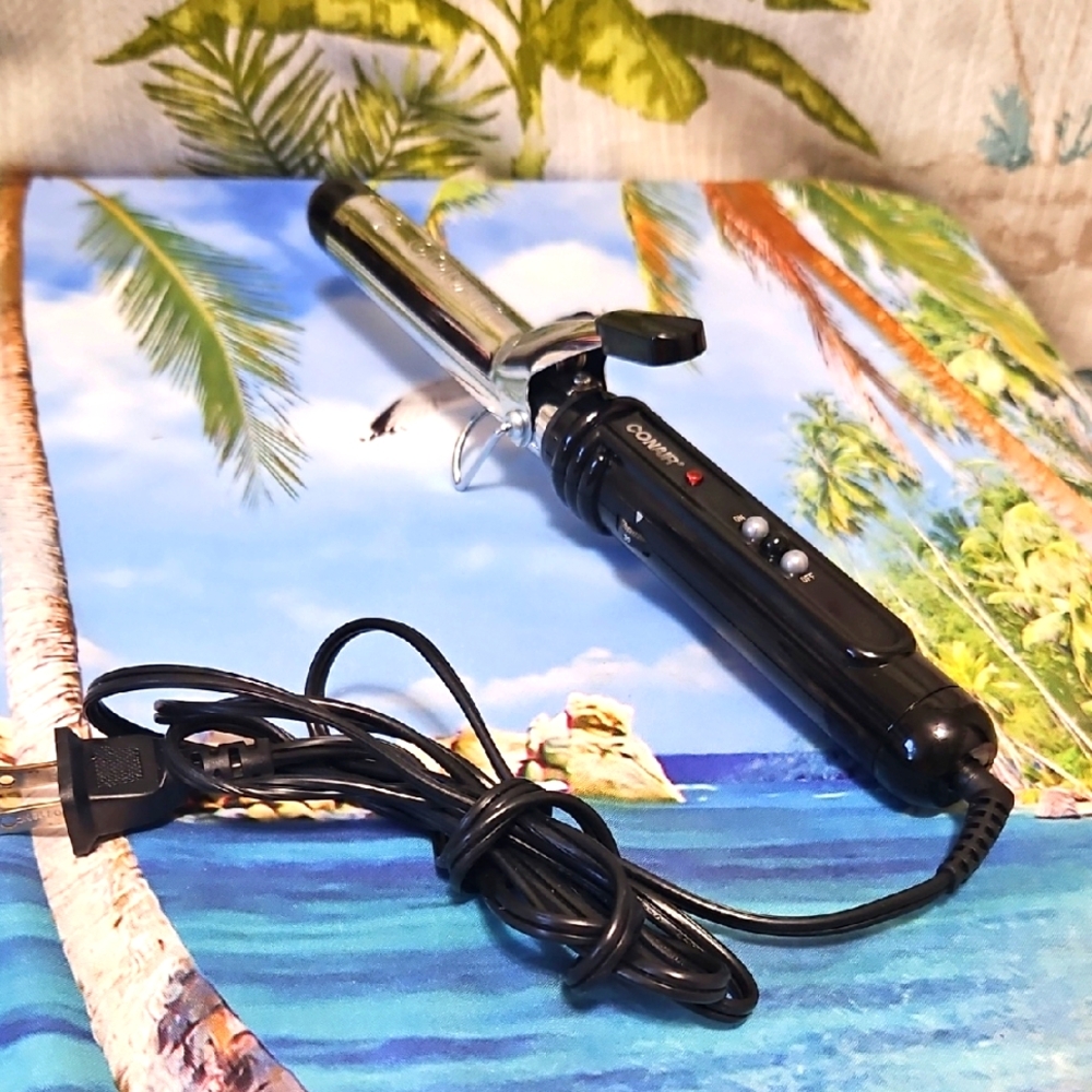 Conair Curling Iron 1" Round Silver Black Good Cord